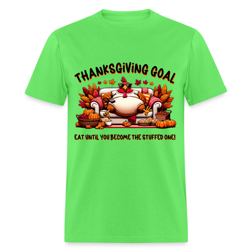 Thanksgiving Goal Stuff Turkey on Couch T-Shirt - kiwi