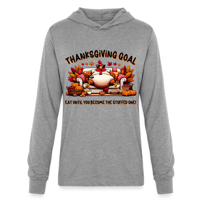 Thanksgiving Goal Stuff Turkey on Couch Hoodie Shirt - heather grey