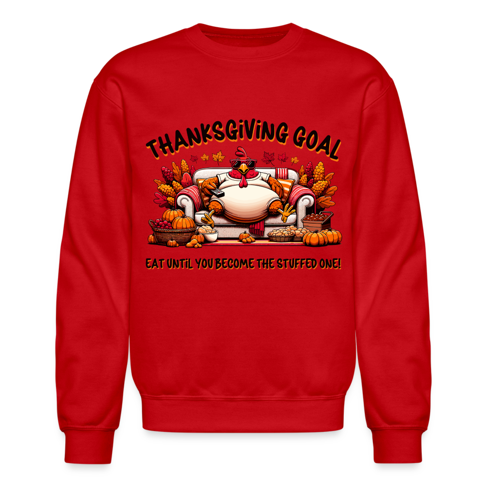 Thanksgiving Goal Stuff Turkey on Couch Sweatshirt - red