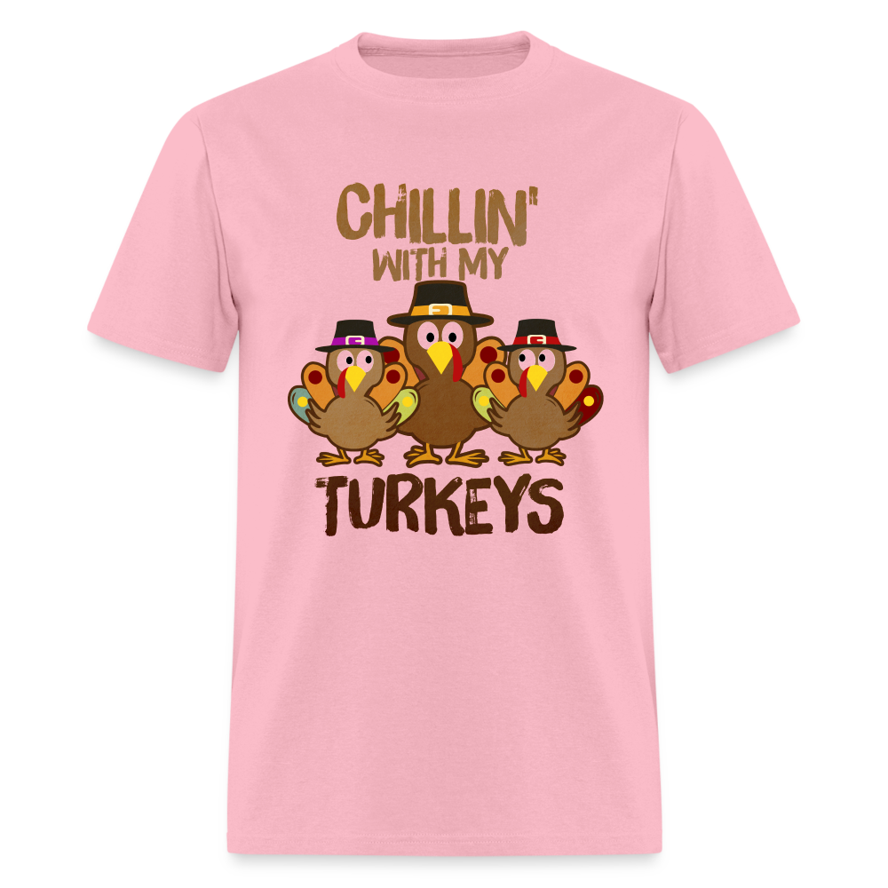 Chillin With My Turkeys T-Shirt (Thanksgiving) - pink