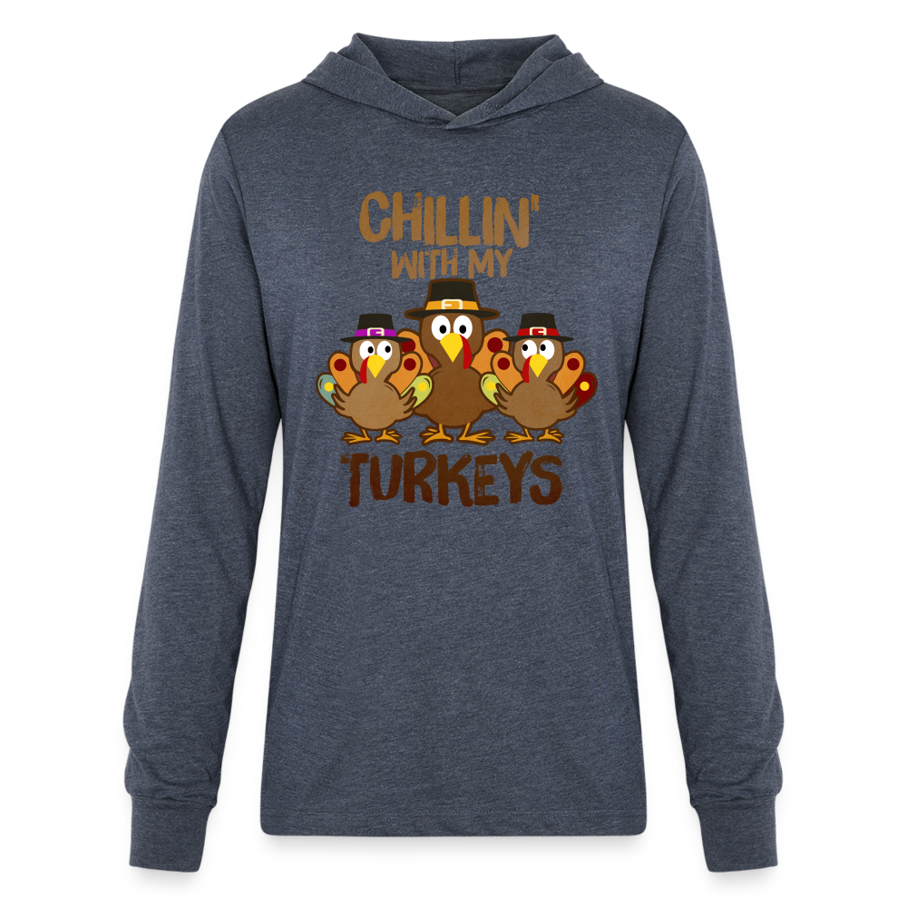Chillin With My Turkeys Hoodie Shirt (Thanksgiving) - heather navy