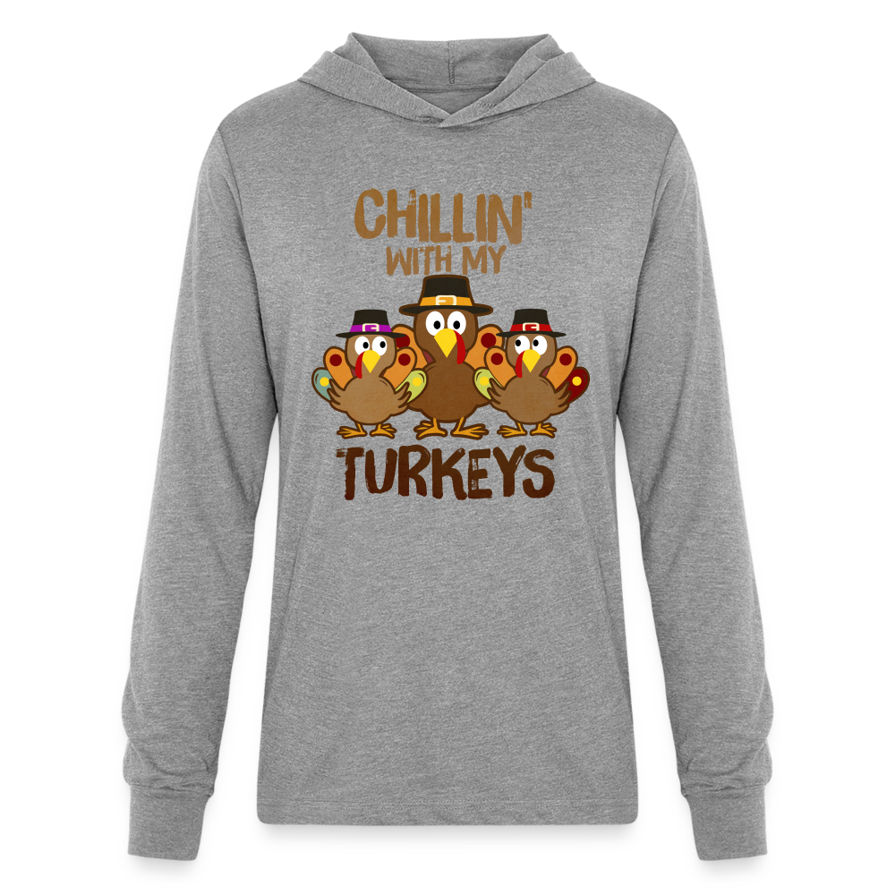 Chillin With My Turkeys Hoodie Shirt (Thanksgiving) - heather grey
