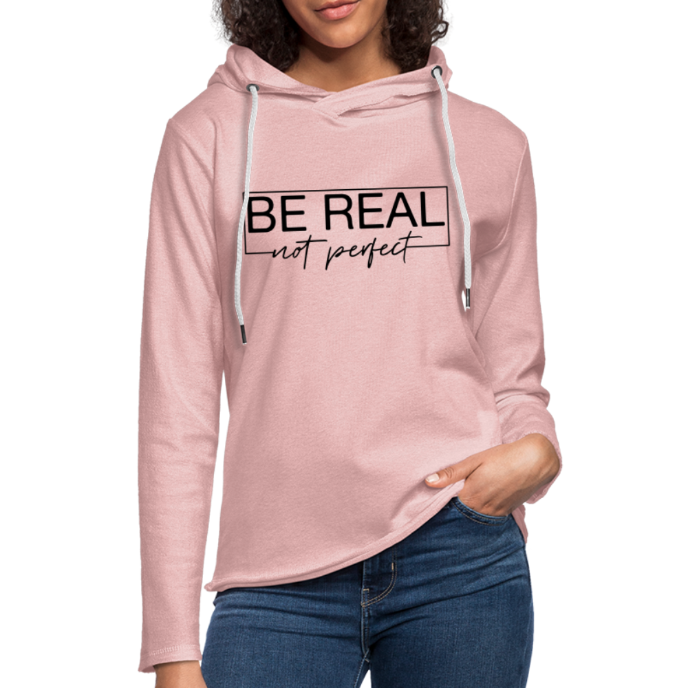 Be Real Not Perfect Lightweight Terry Hoodie - cream heather pink