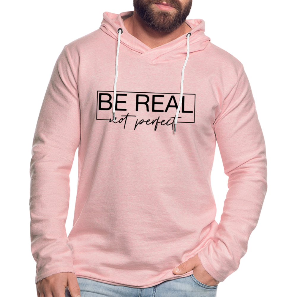 Be Real Not Perfect Lightweight Terry Hoodie - cream heather pink