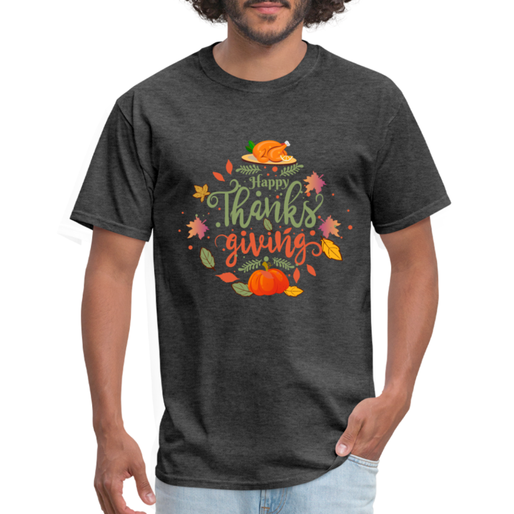 Happy Thanksgiving T-Shirt - heather black