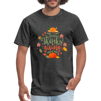 Happy Thanksgiving T-Shirt - heather black