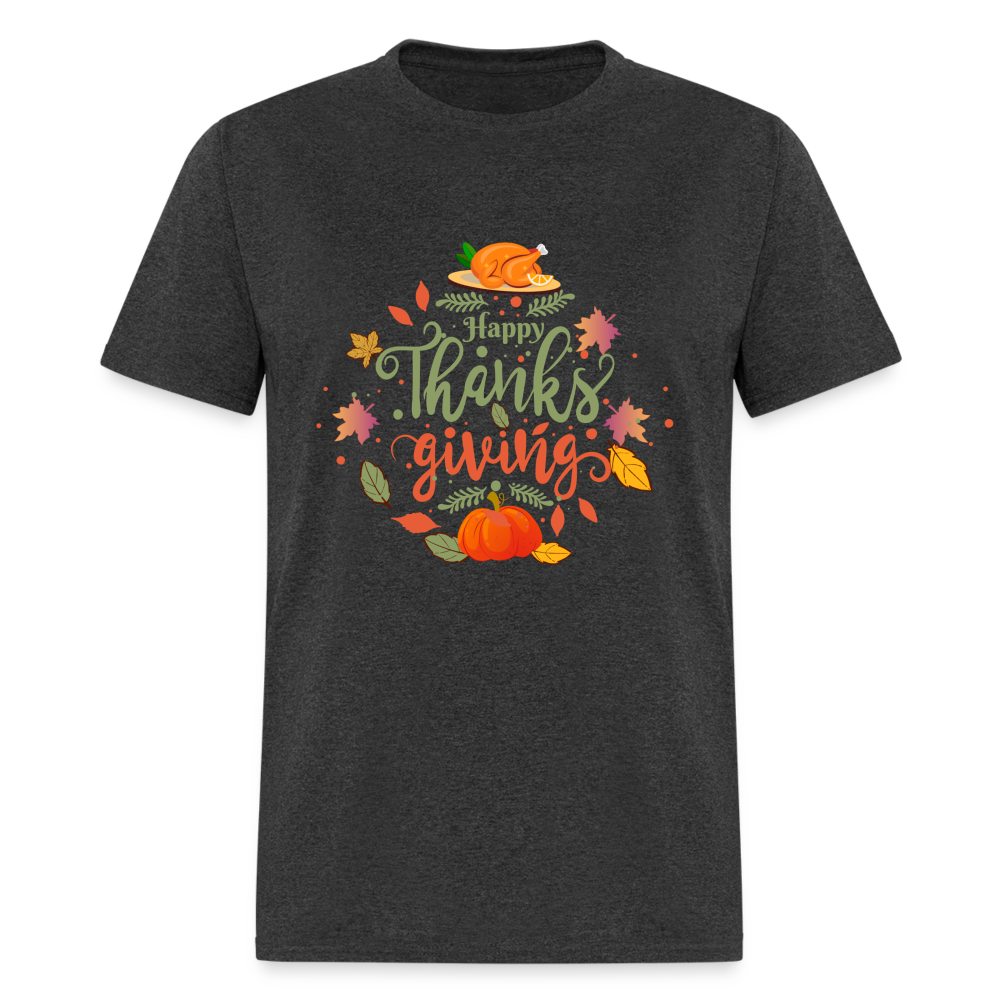 Happy Thanksgiving T-Shirt - heather black
