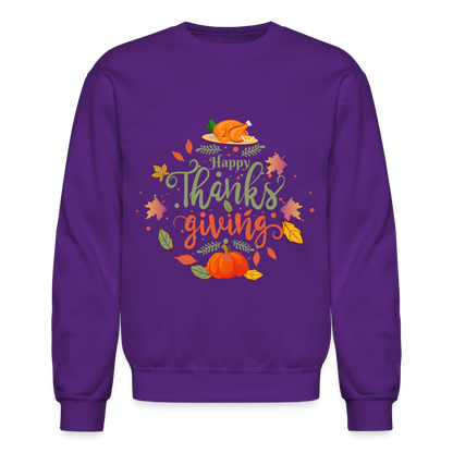 Happy Thanksgiving Sweatshirt - purple
