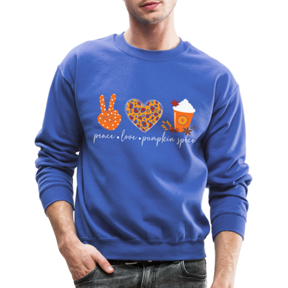 Peace Love Pumpkin Spice Sweatshirt - royal blue