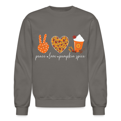 Peace Love Pumpkin Spice Sweatshirt - asphalt gray