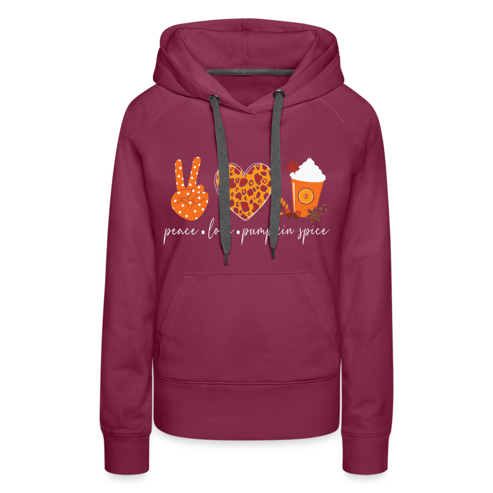 Peace Love Pumpkin Spice Women’s Premium Hoodie - burgundy