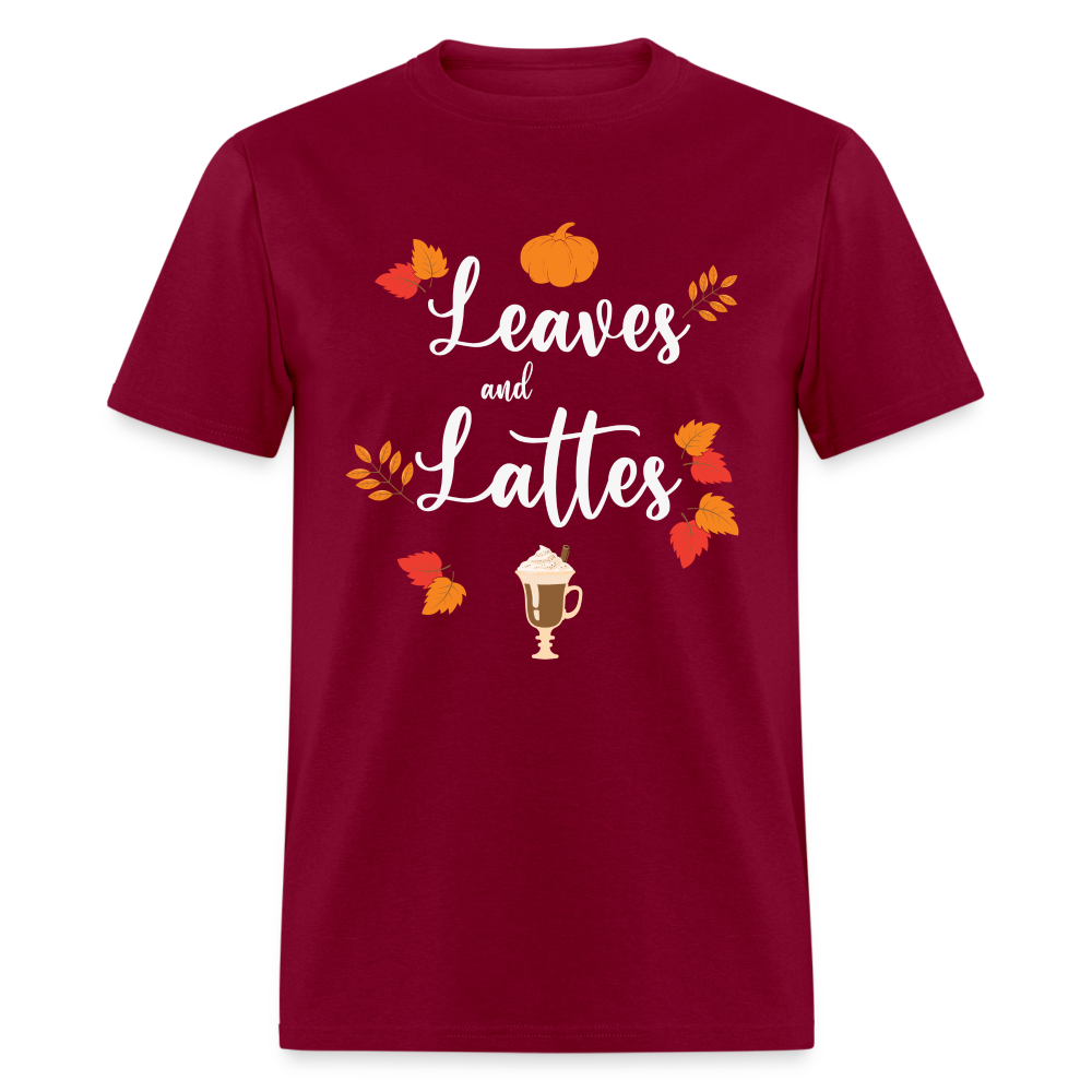 Leaves and Lattes T-Shirt - burgundy