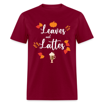 Leaves and Lattes T-Shirt - burgundy