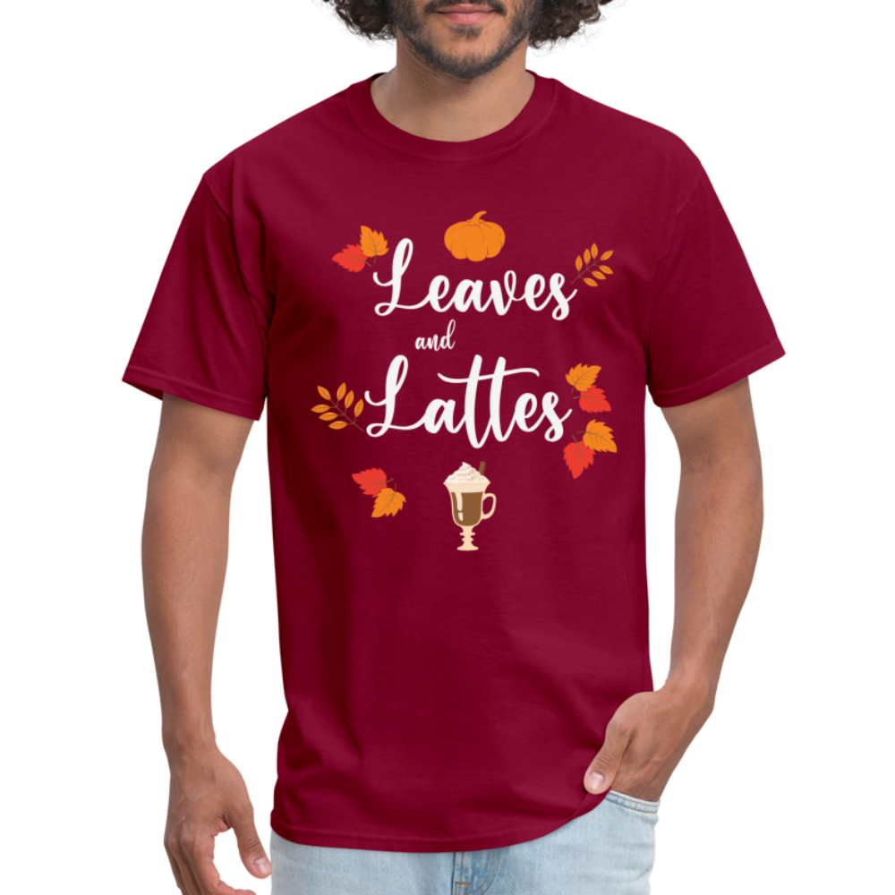 Leaves and Lattes T-Shirt - burgundy