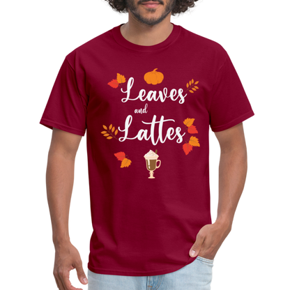 Leaves and Lattes T-Shirt - burgundy