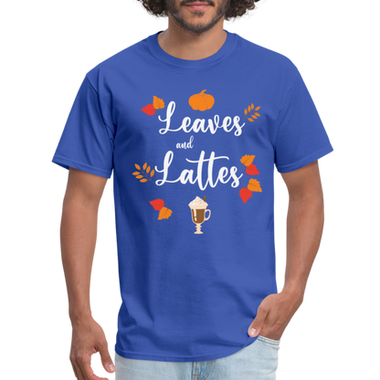 Leaves and Lattes T-Shirt - royal blue