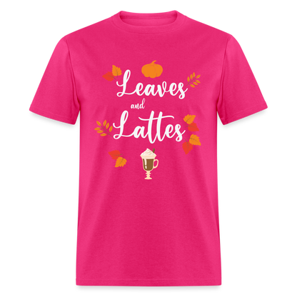 Leaves and Lattes T-Shirt - fuchsia