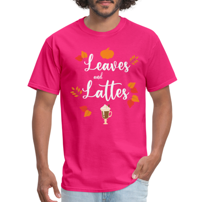 Leaves and Lattes T-Shirt - fuchsia