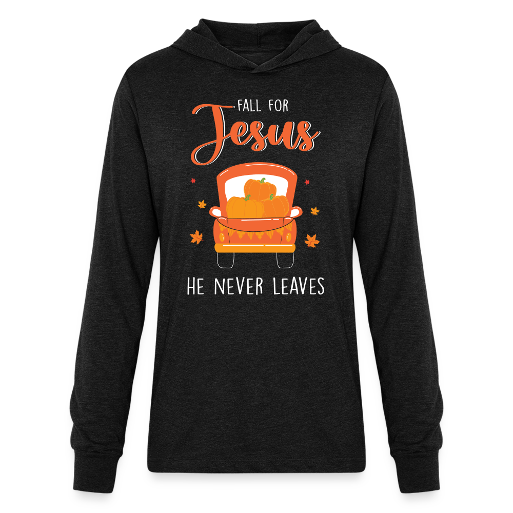 Fall For Jesus He Never Leaves Hoodie Shirt - heather black