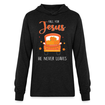 Fall For Jesus He Never Leaves Hoodie Shirt - heather black