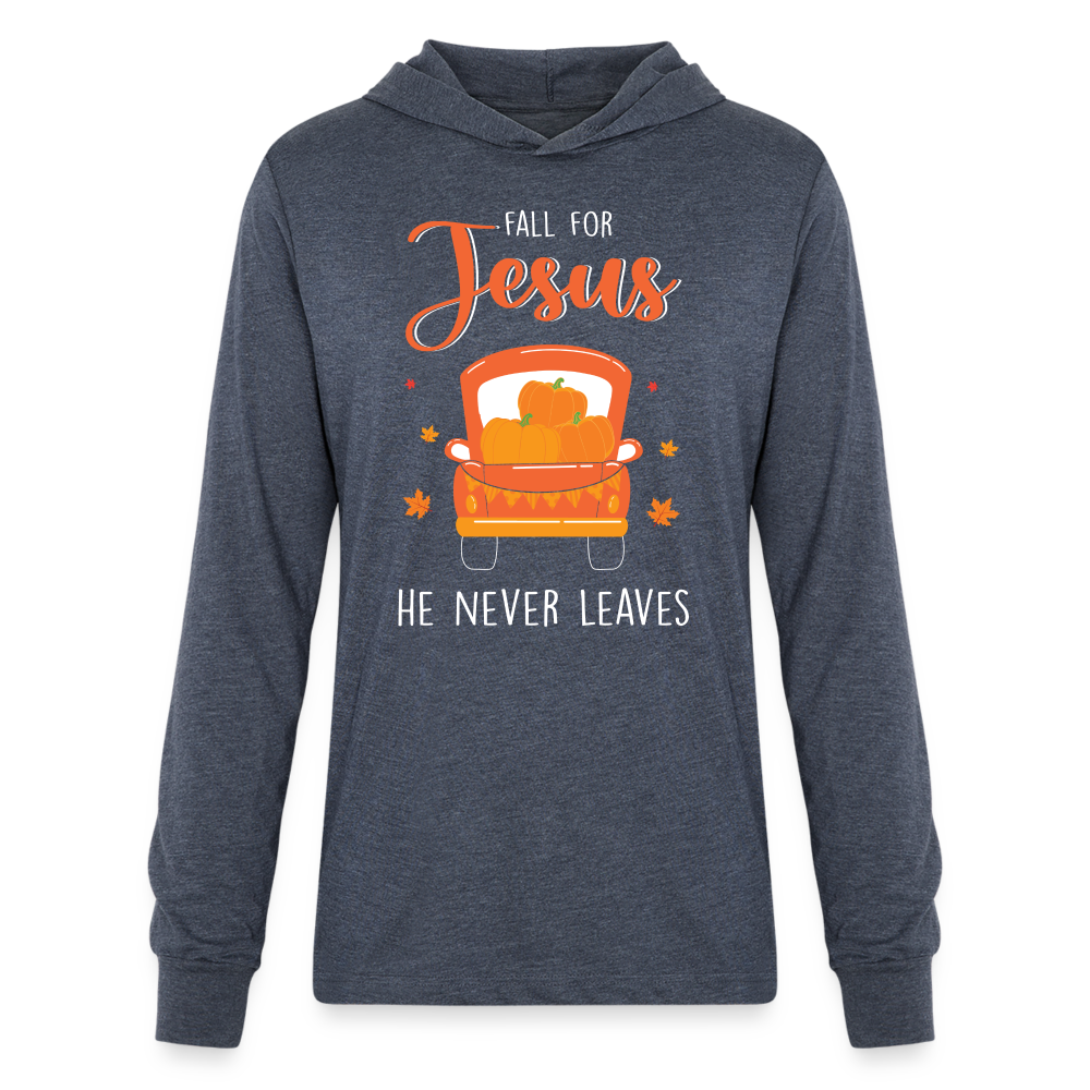 Fall For Jesus He Never Leaves Hoodie Shirt - heather navy