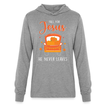 Fall For Jesus He Never Leaves Hoodie Shirt - heather grey