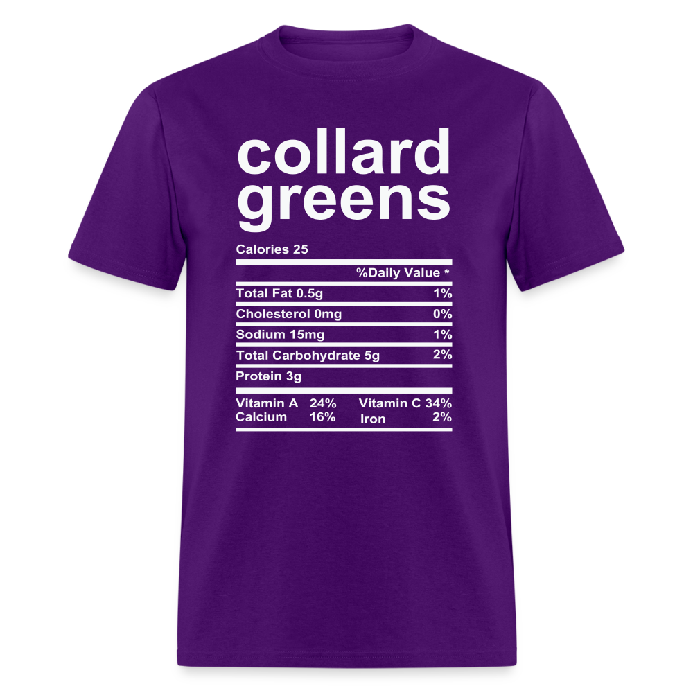 Collard Greens Nutrition Facts T-Shirt - purple