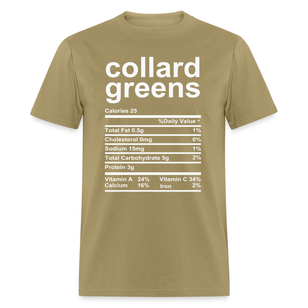 Collard Greens Nutrition Facts T-Shirt - khaki