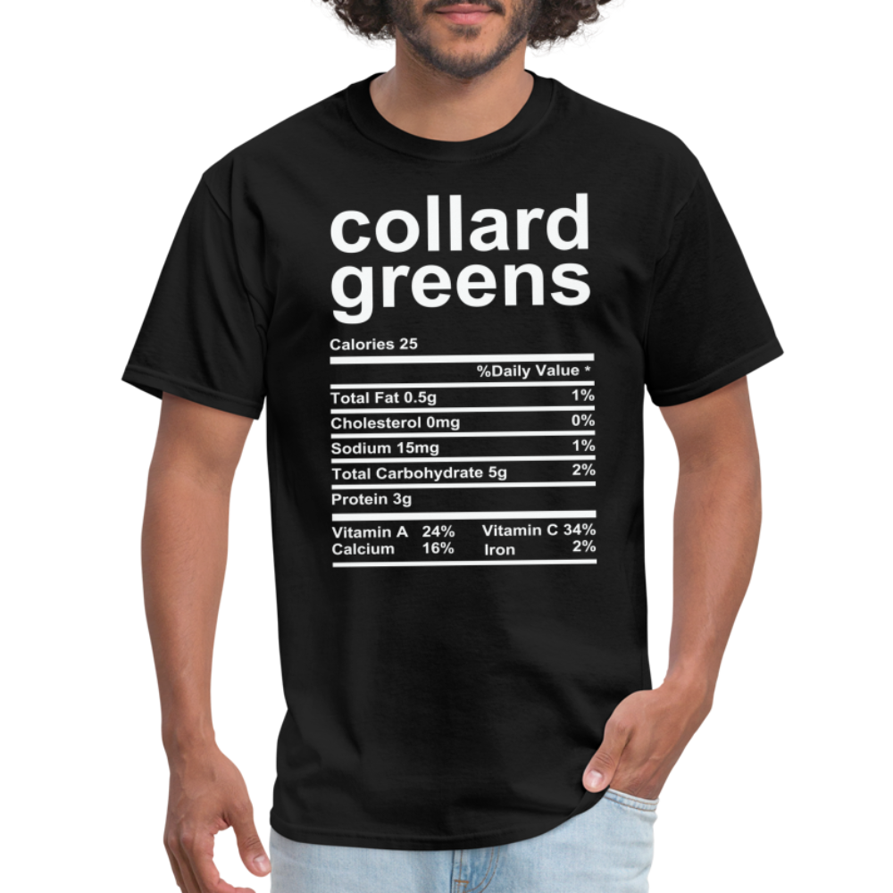 Collard Greens Nutrition Facts T-Shirt - black