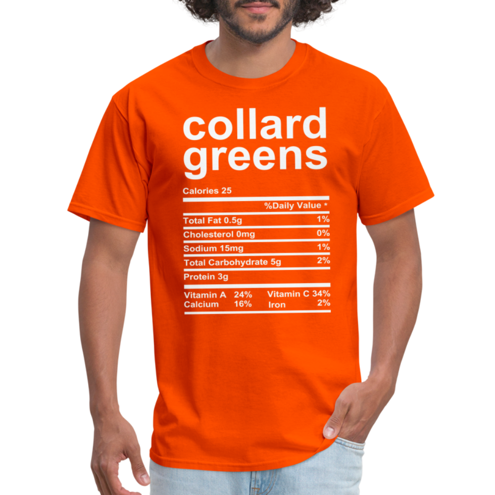 Collard Greens Nutrition Facts T-Shirt - orange