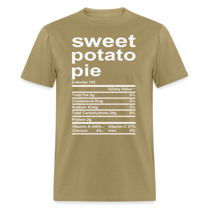 Sweet Potato Pie Nutrition T-Shirt - khaki