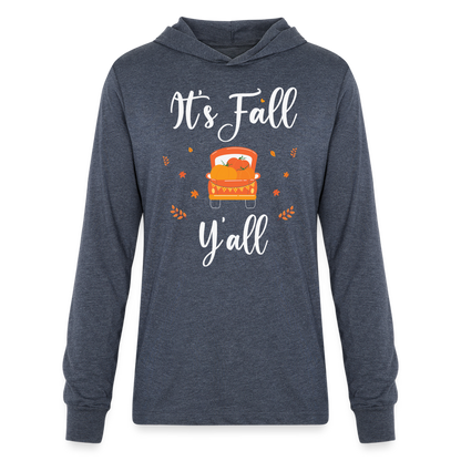 It's Fall Y'all Long Sleeve Hoodie Shirt - heather navy