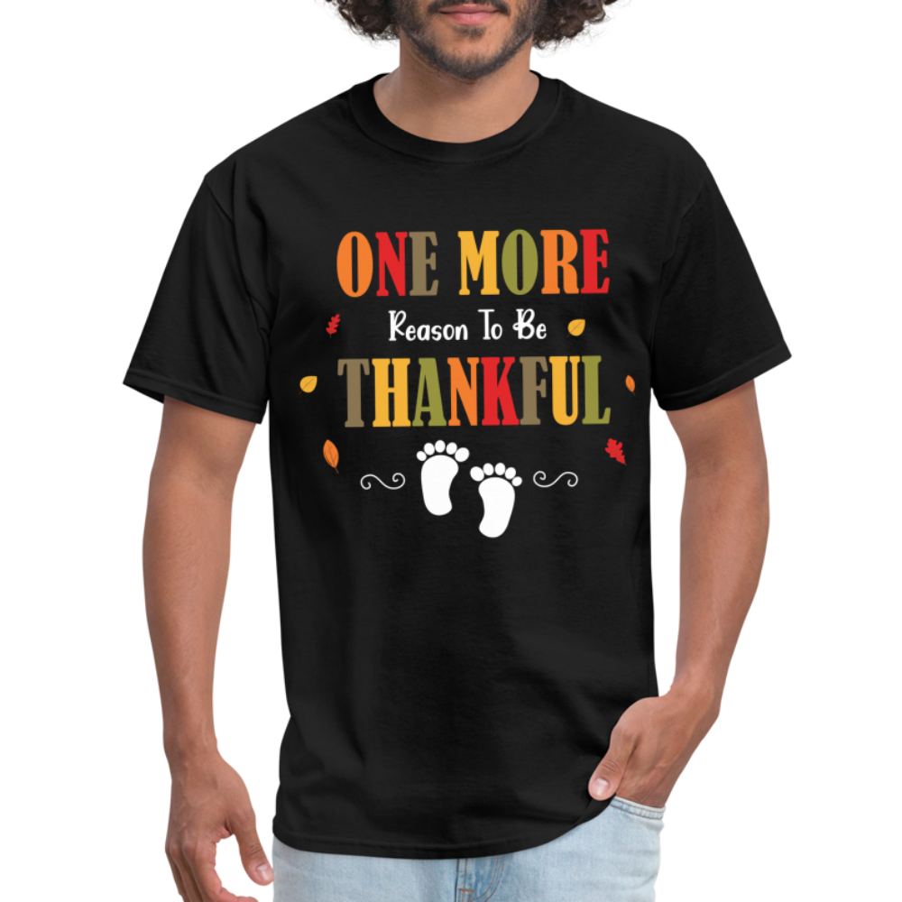 One More Reason to Be Thankful T-Shirt (Pregnancy Announcement) - black