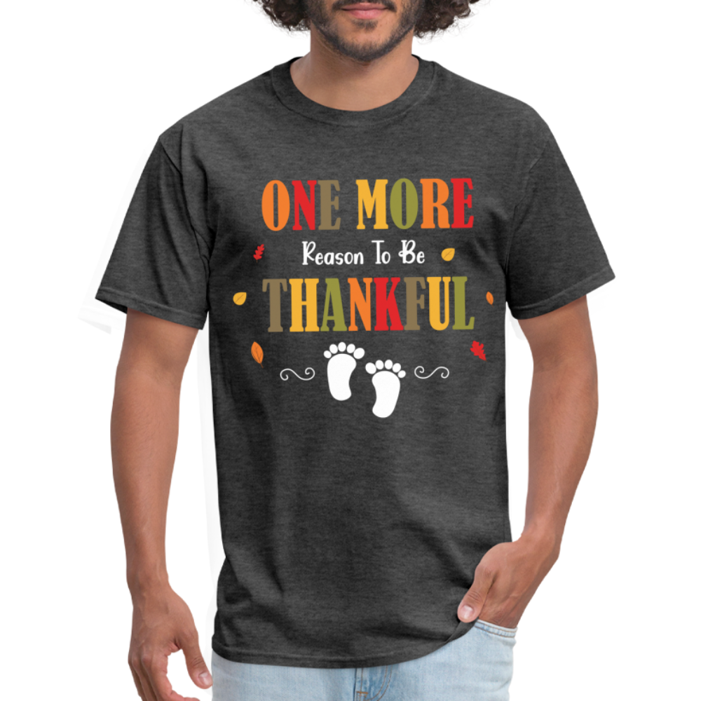 One More Reason to Be Thankful T-Shirt (Pregnancy Announcement) - heather black
