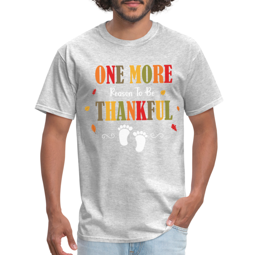 One More Reason to Be Thankful T-Shirt (Pregnancy Announcement) - heather gray