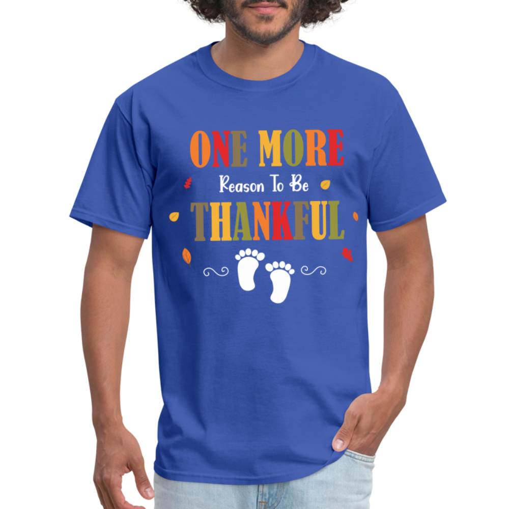 One More Reason to Be Thankful T-Shirt (Pregnancy Announcement) - royal blue