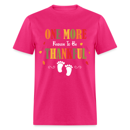 One More Reason to Be Thankful T-Shirt (Pregnancy Announcement) - fuchsia