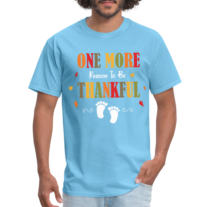 One More Reason to Be Thankful T-Shirt (Pregnancy Announcement) - aquatic blue