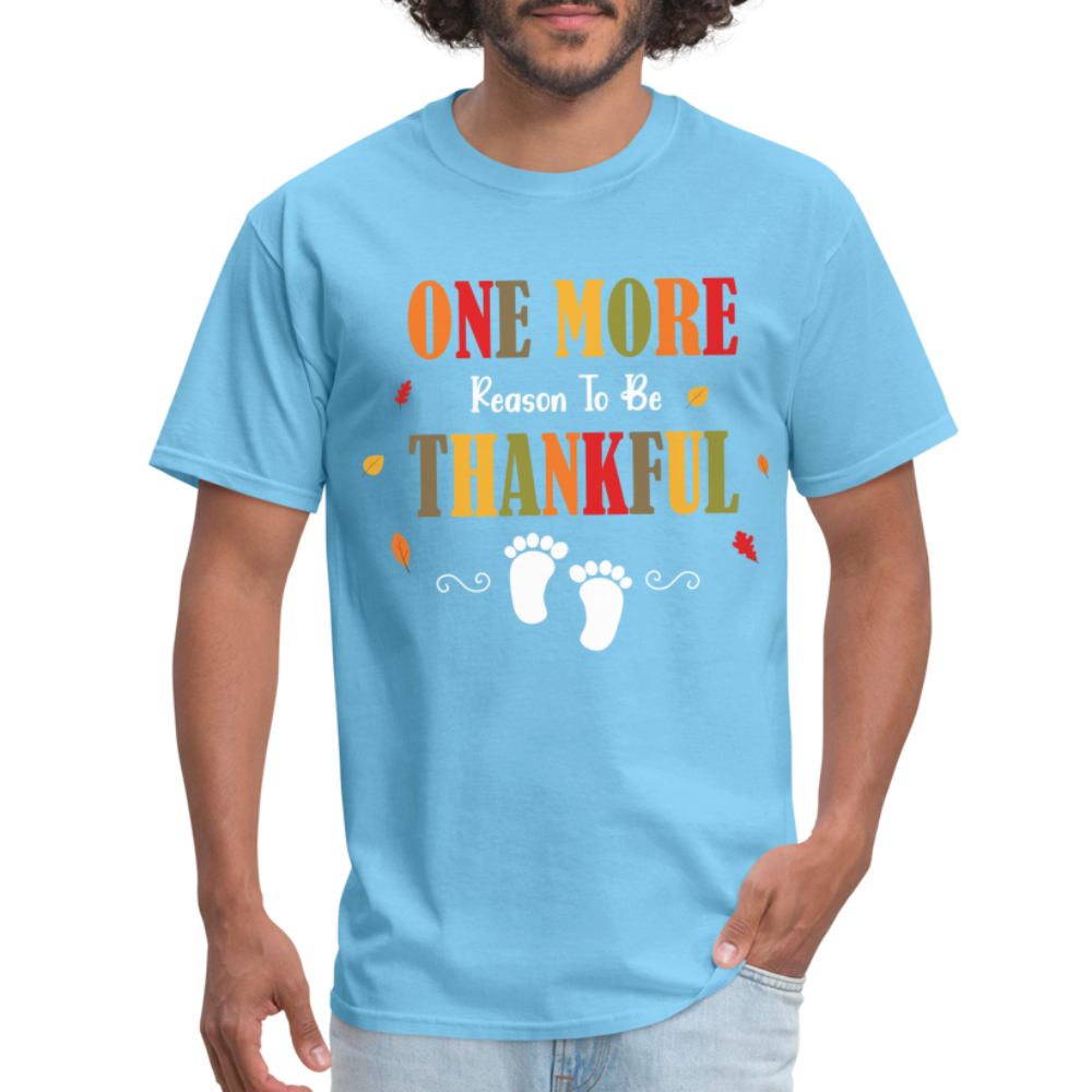 One More Reason to Be Thankful T-Shirt (Pregnancy Announcement) - aquatic blue