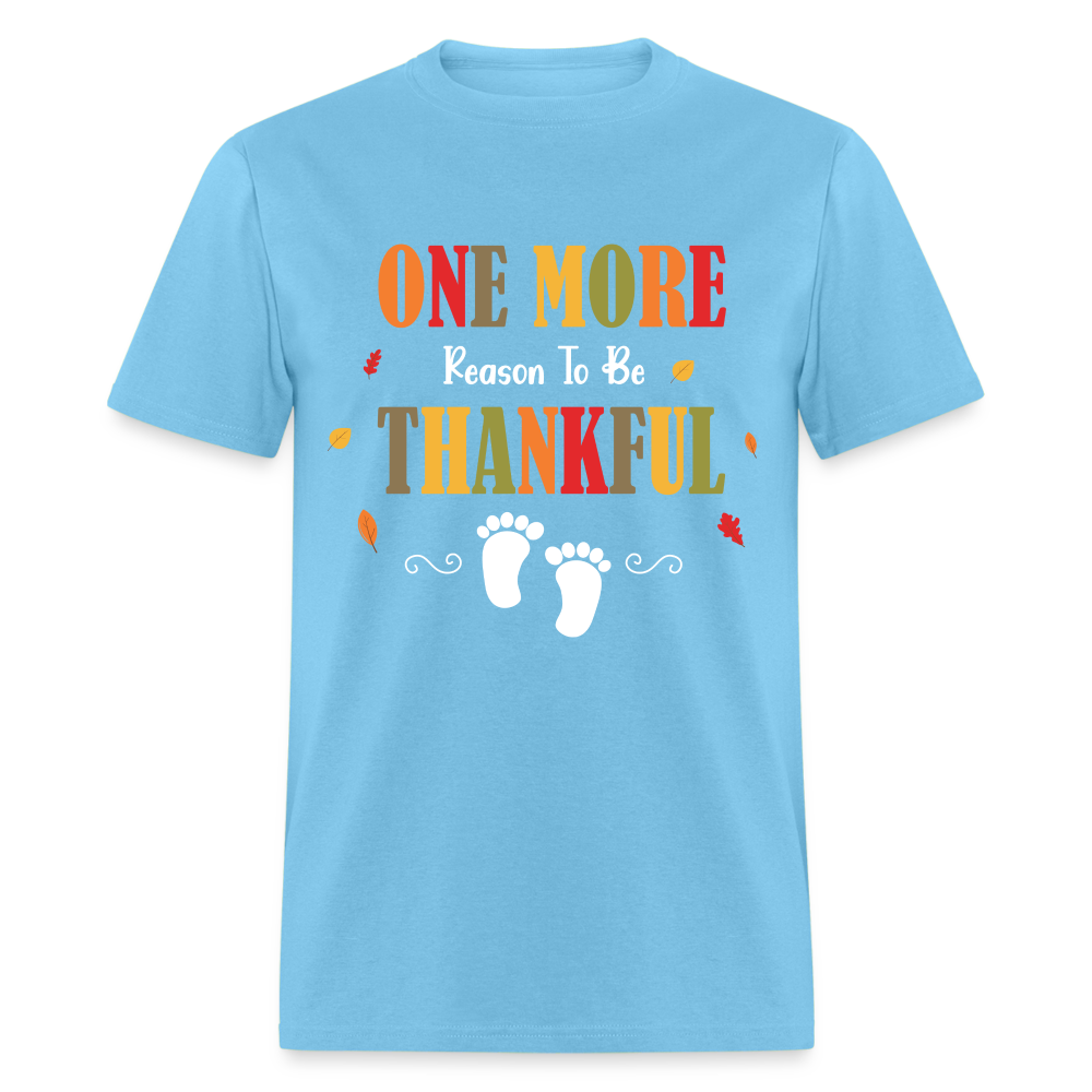 One More Reason to Be Thankful T-Shirt (Pregnancy Announcement) - aquatic blue