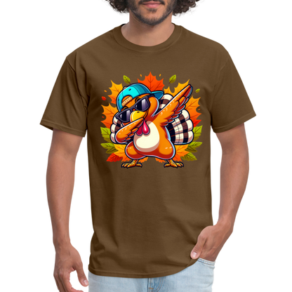 Dabbing Thanksgiving Turkey T-Shirt - brown