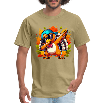 Dabbing Thanksgiving Turkey T-Shirt - khaki