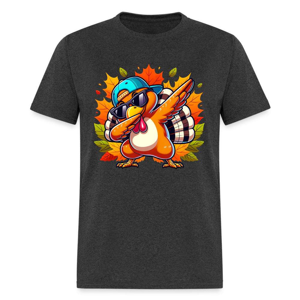 Dabbing Thanksgiving Turkey T-Shirt - heather black