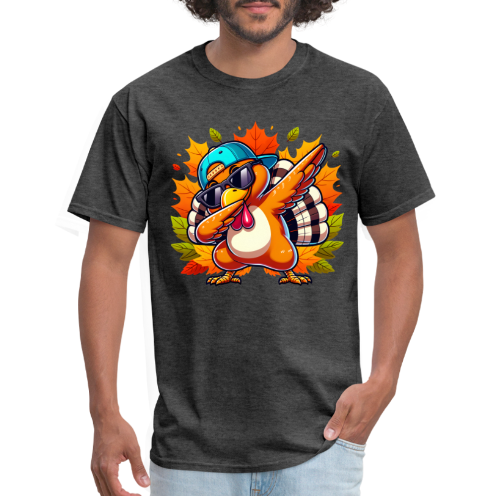 Dabbing Thanksgiving Turkey T-Shirt - heather black