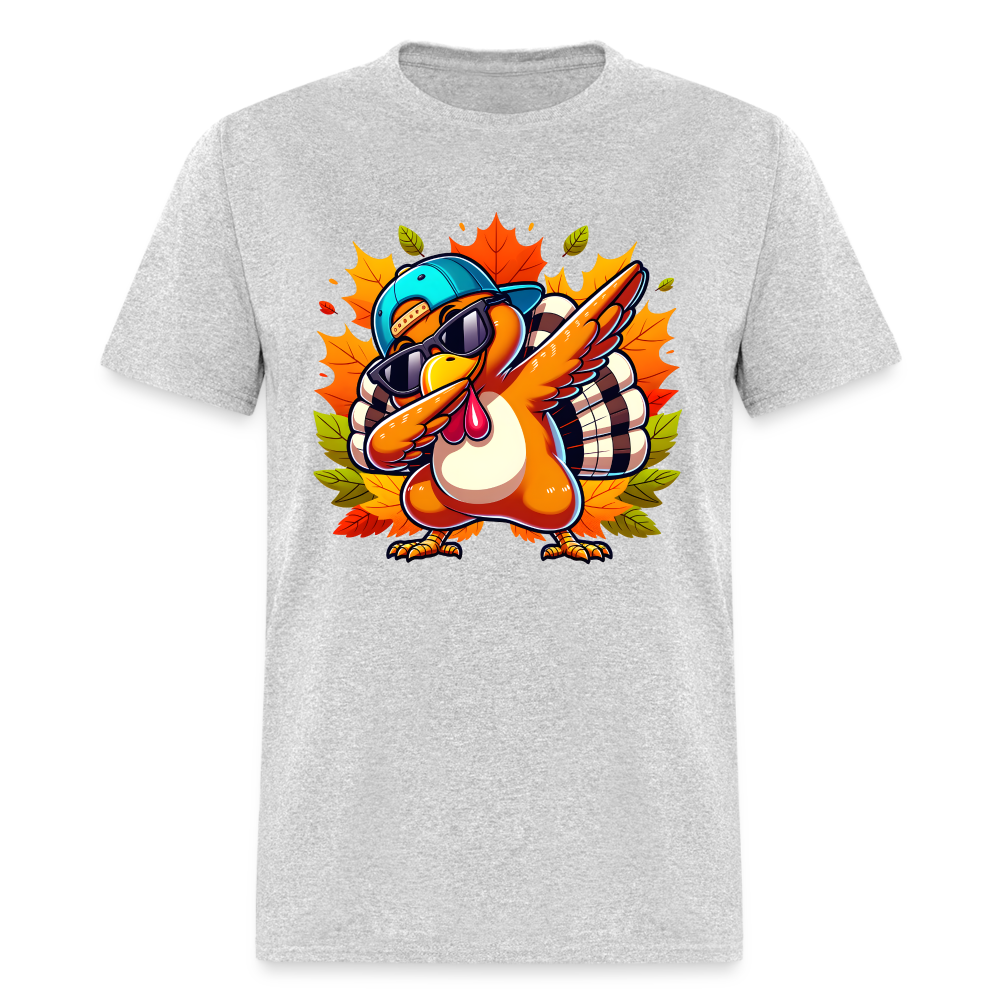 Dabbing Thanksgiving Turkey T-Shirt - heather gray