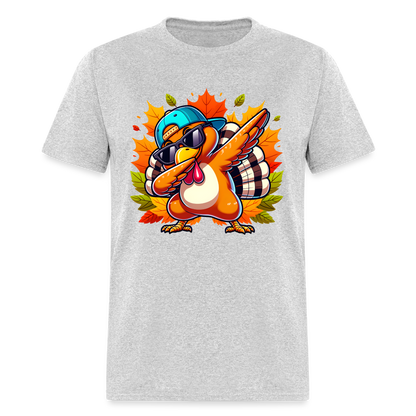 Dabbing Thanksgiving Turkey T-Shirt - heather gray