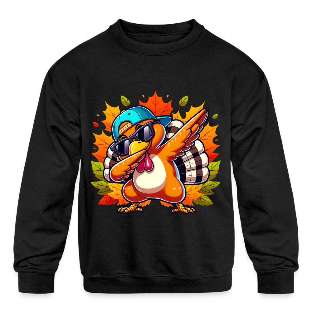 Dabbing Thanksgiving Turkey Kids' Sweatshirt - black