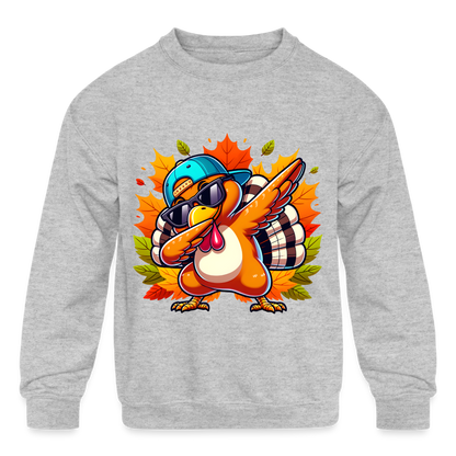 Dabbing Thanksgiving Turkey Kids' Sweatshirt - heather gray