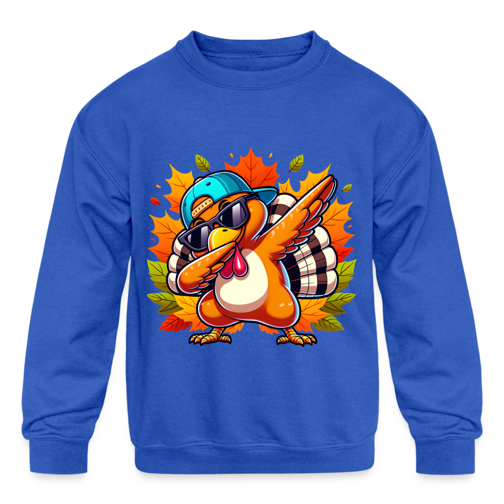 Dabbing Thanksgiving Turkey Kids' Sweatshirt - royal blue