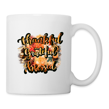 Thankful Grateful Blessed Mug - white